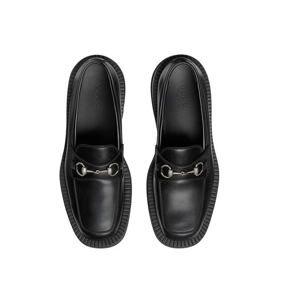 NIB Gucci Horsebit Chunky Loafers Men 9 US 9.5 Lug Sole Black Leather Shoes $990 main image 5
